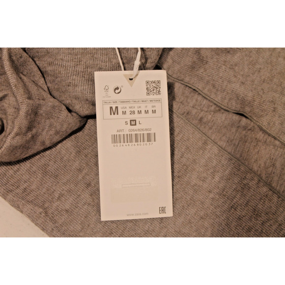 Zara Skirt Knit Midi Womens size M Gray Elastic Waist Double Front Slits Pull-on - Picture 5 of 8